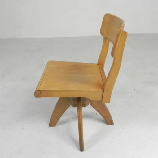 Pamono Wooden Swivel Chair, 1950s Discount
