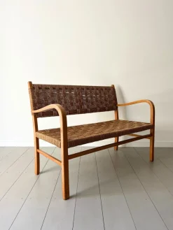 Pamono Woven Bentwood Bench by Axel Larsson for Bodafors, 1940 Discount