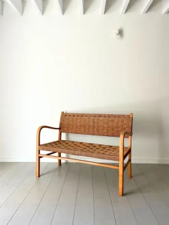 Pamono Woven Bentwood Bench by Axel Larsson for Bodafors, 1940 Discount