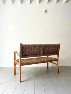 Pamono Woven Bentwood Bench by Axel Larsson for Bodafors, 1940 Discount