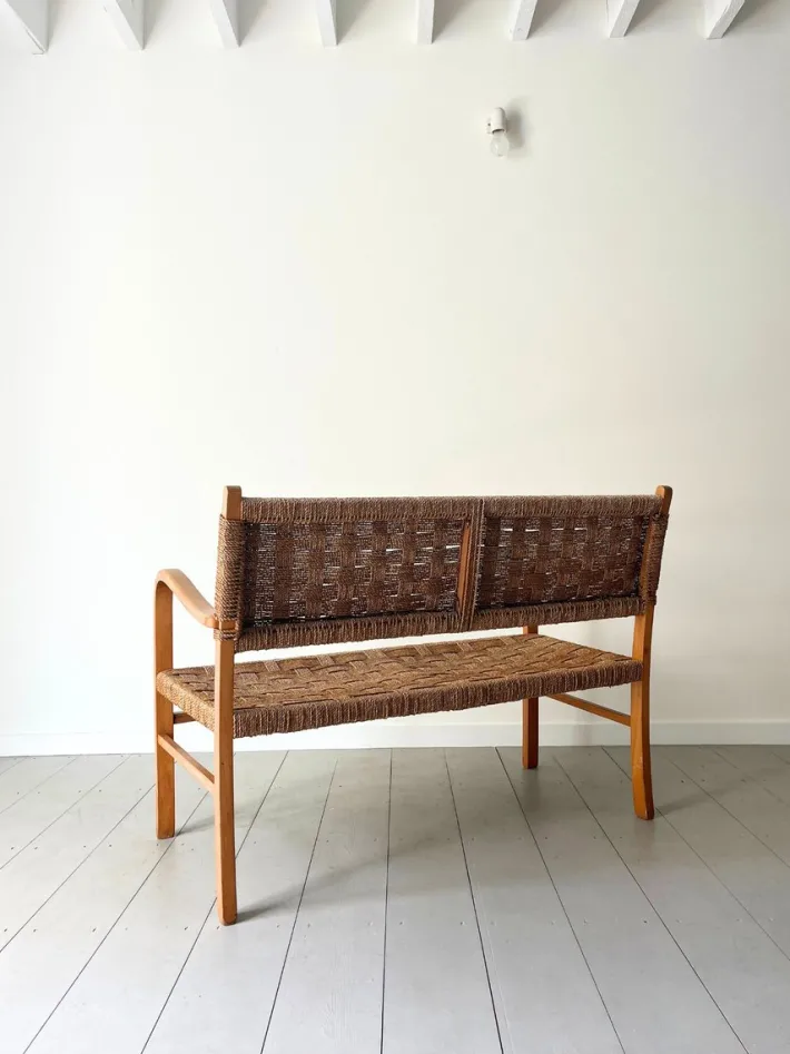 Pamono Woven Bentwood Bench by Axel Larsson for Bodafors, 1940 Discount