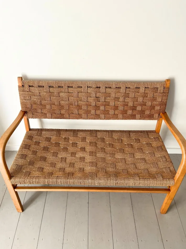 Pamono Woven Bentwood Bench by Axel Larsson for Bodafors, 1940 Discount