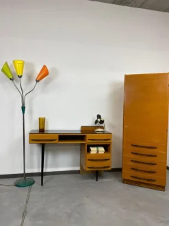 Pamono Writing Desk with Cabinet by Mojmír Požár for Up Závody Bučovice, 1960s, Set of 2