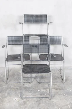Pamono X Line Black Dining Chairs by Niels Jørgen Haugesen for Hybodan, Set of 4 New