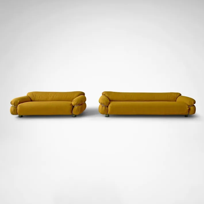 Pamono Yellow Bouclé Sesann Sofas by Gianfranco Frattini for Cassina, 1970s, Set of 2 Hot