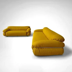 Pamono Yellow Bouclé Sesann Sofas by Gianfranco Frattini for Cassina, 1970s, Set of 2 Hot