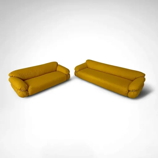 Pamono Yellow Bouclé Sesann Sofas by Gianfranco Frattini for Cassina, 1970s, Set of 2 Hot