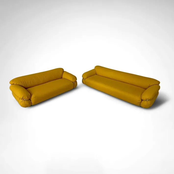 Pamono Yellow Bouclé Sesann Sofas by Gianfranco Frattini for Cassina, 1970s, Set of 2 Hot