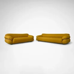 Pamono Yellow Bouclé Sesann Sofas by Gianfranco Frattini for Cassina, 1970s, Set of 2 Hot