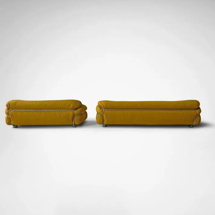 Pamono Yellow Bouclé Sesann Sofas by Gianfranco Frattini for Cassina, 1970s, Set of 2 Hot