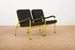 Pamono Yellow Tubular Steel Armchairs with Black Bakelite Armrests and Feet and Kvadrat Upholstery from Embru, 1934, Set of 2 Discount