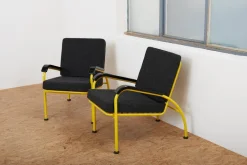 Pamono Yellow Tubular Steel Armchairs with Black Bakelite Armrests and Feet and Kvadrat Upholstery from Embru, 1934, Set of 2 Discount